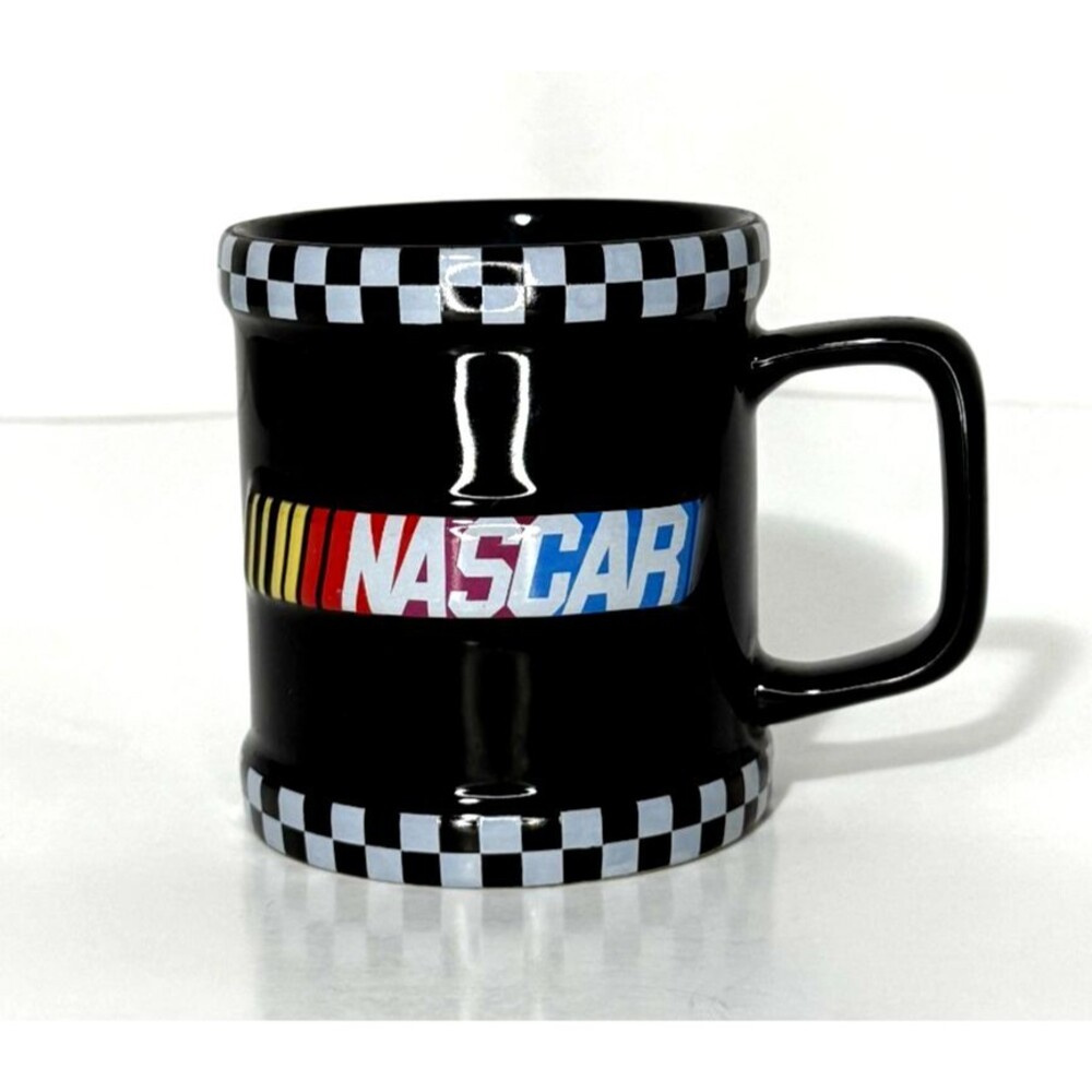 NASCAR Black Checkered Flag Coffee Mug Racing Ceramic Cup Official Logo Mug